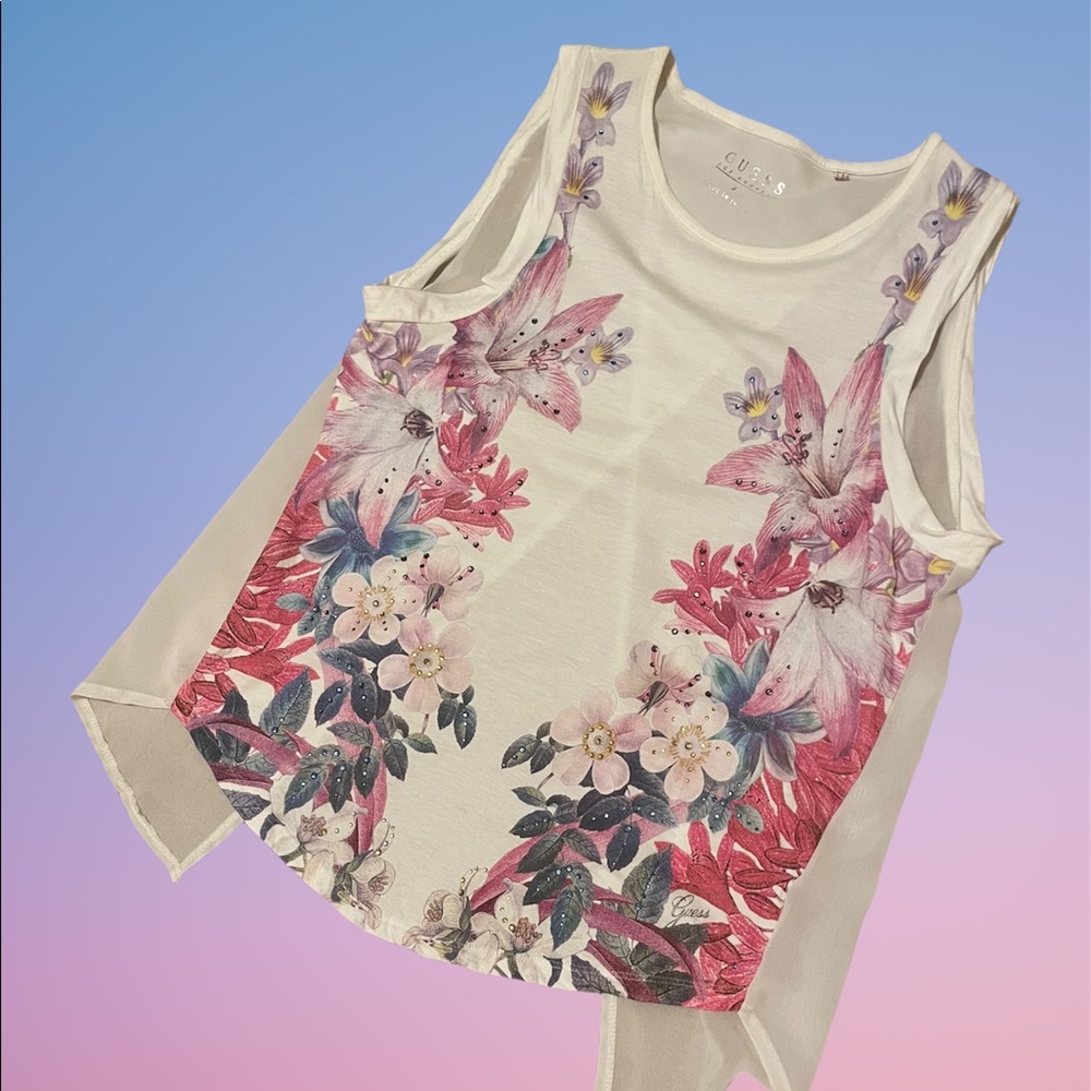 Guess floral embellished tank small